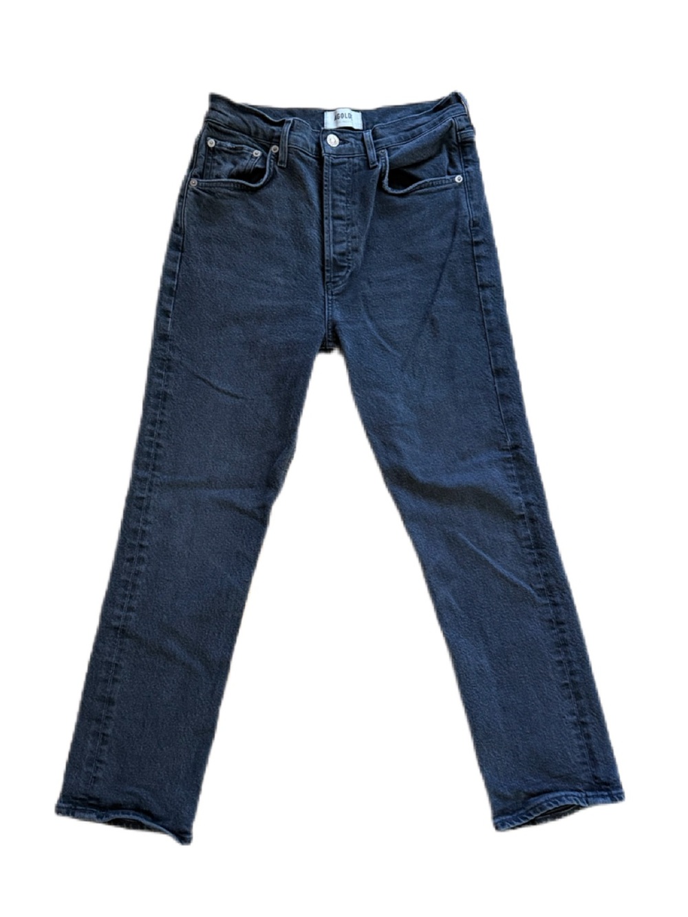 Agolde Riley Crop High Rise Straight Stretch Grey 27 - Picture 6 of 14